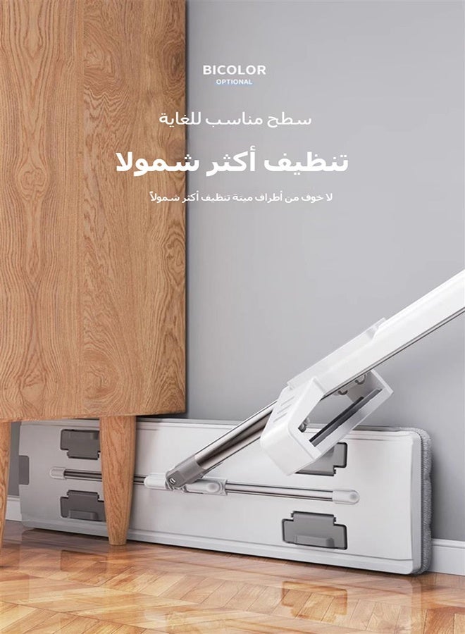 Aijmil ممسحة مسطحة، لا تحتاج إلى غسل، عصارة دفع وسحب، طقم ممسحة دلو مربع قابل للطي محمول، يتضمن 6 وسادات ممسحة. - Image 3